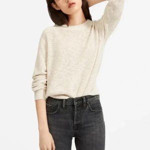 Everlane Oatmeal Beige Mesh Soft Cotton Linen Crew Neck Pullover Sweater